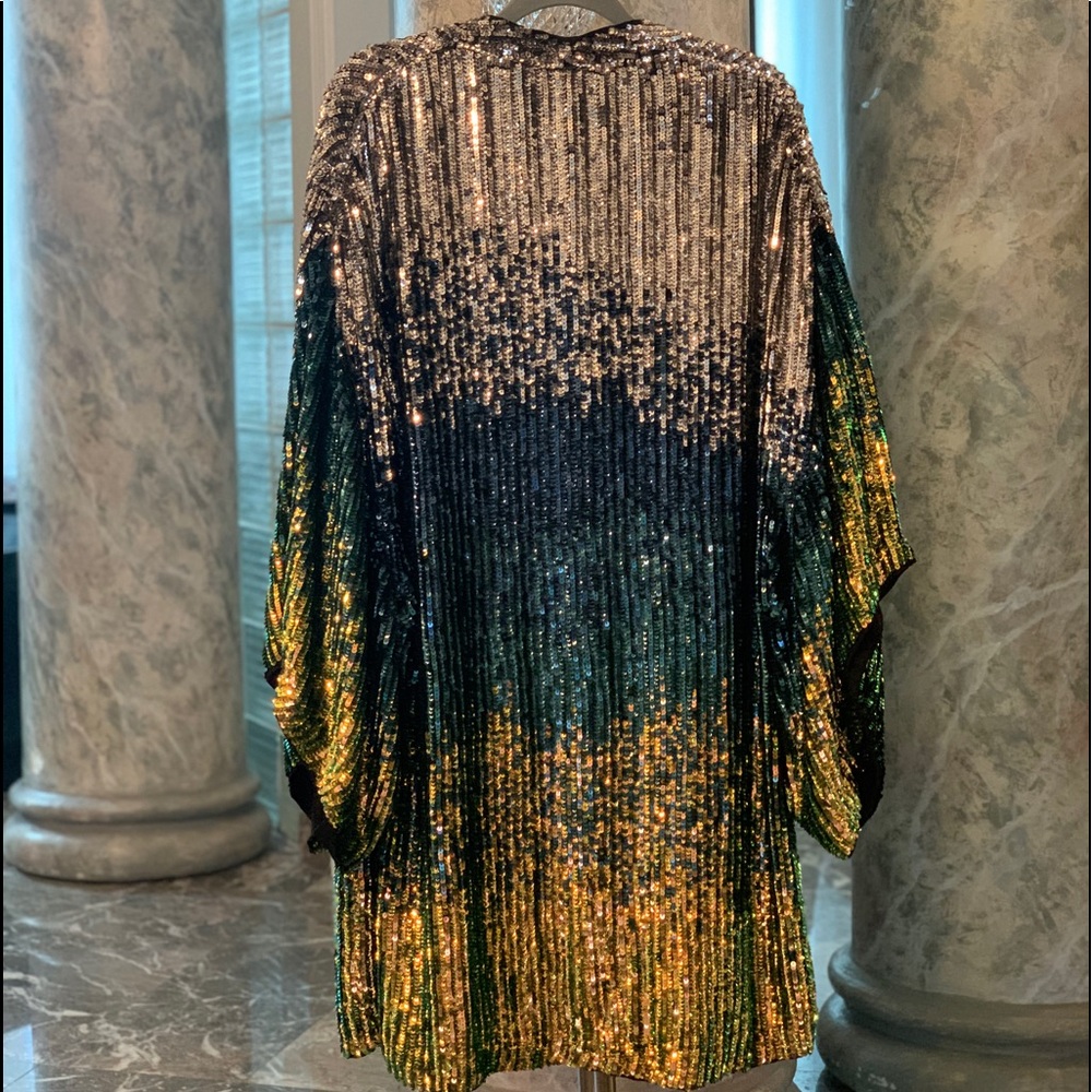 Free People Sequin Kimono Jacket Ombre Embellished